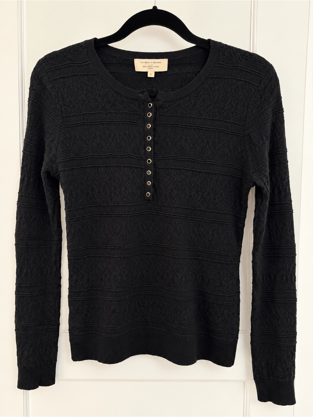 Sézane Lyna Jumper in Black 100% merino wool